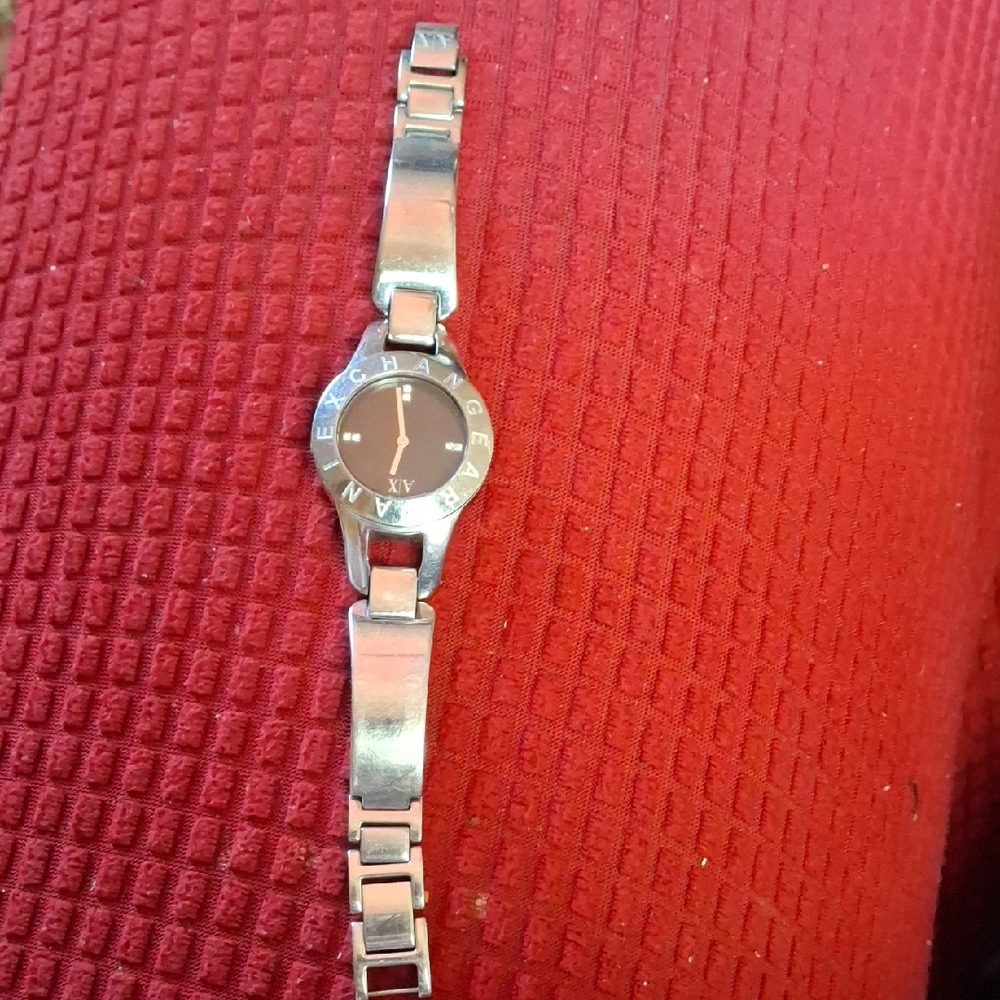 Armani Exchange Silver and Black Women's Watch, New Battery, Works Great!